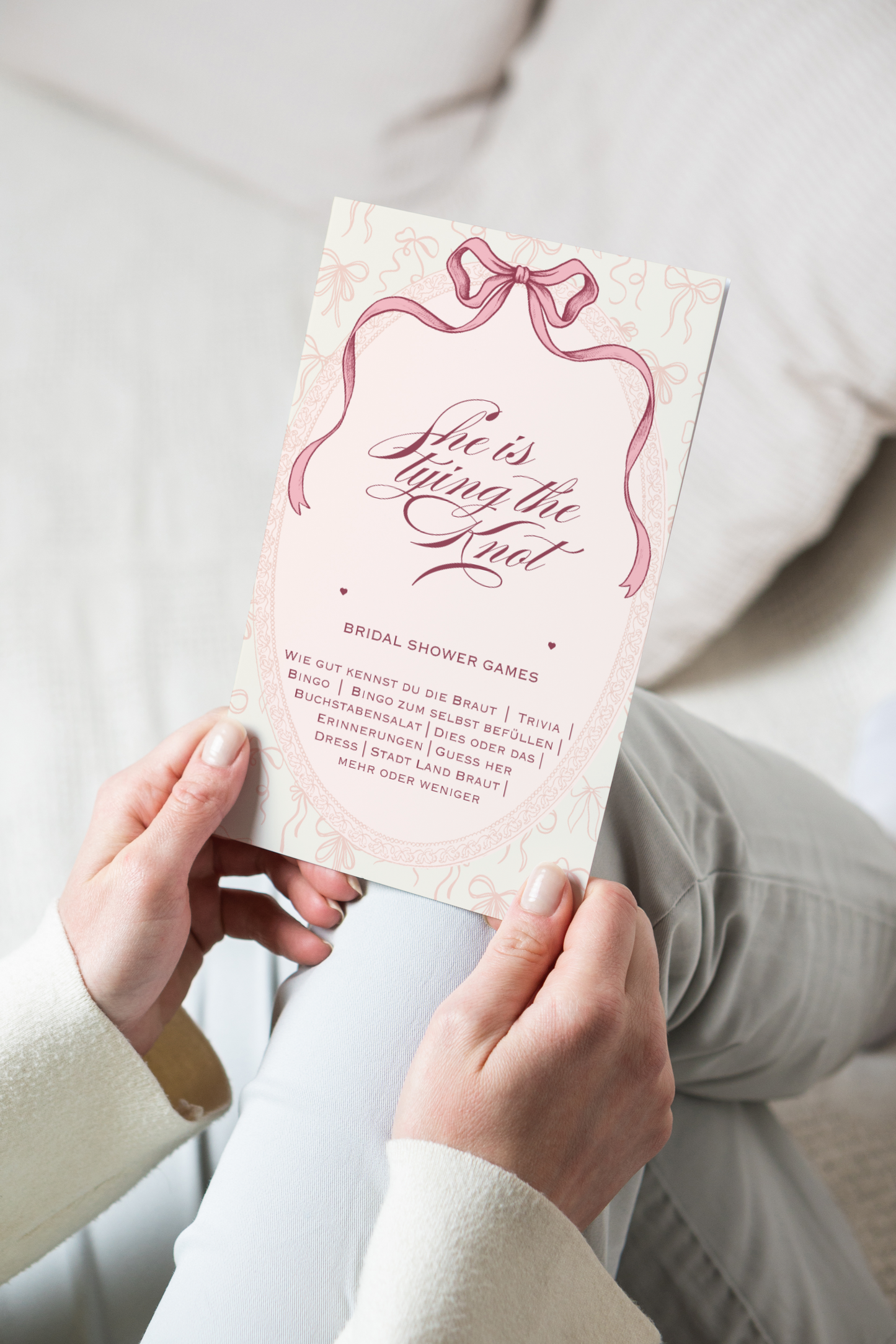 JGA Spielebundle „Tying the Knot“ - rosa Schleifen - 10 Personen