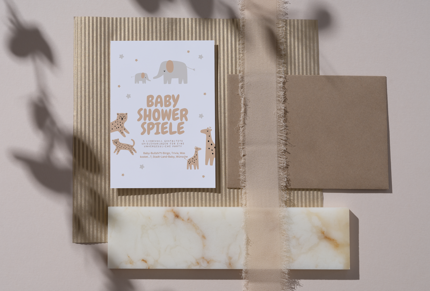 Baby Shower Spiele Bundle - Gender neutral - Safari - 10 Personen